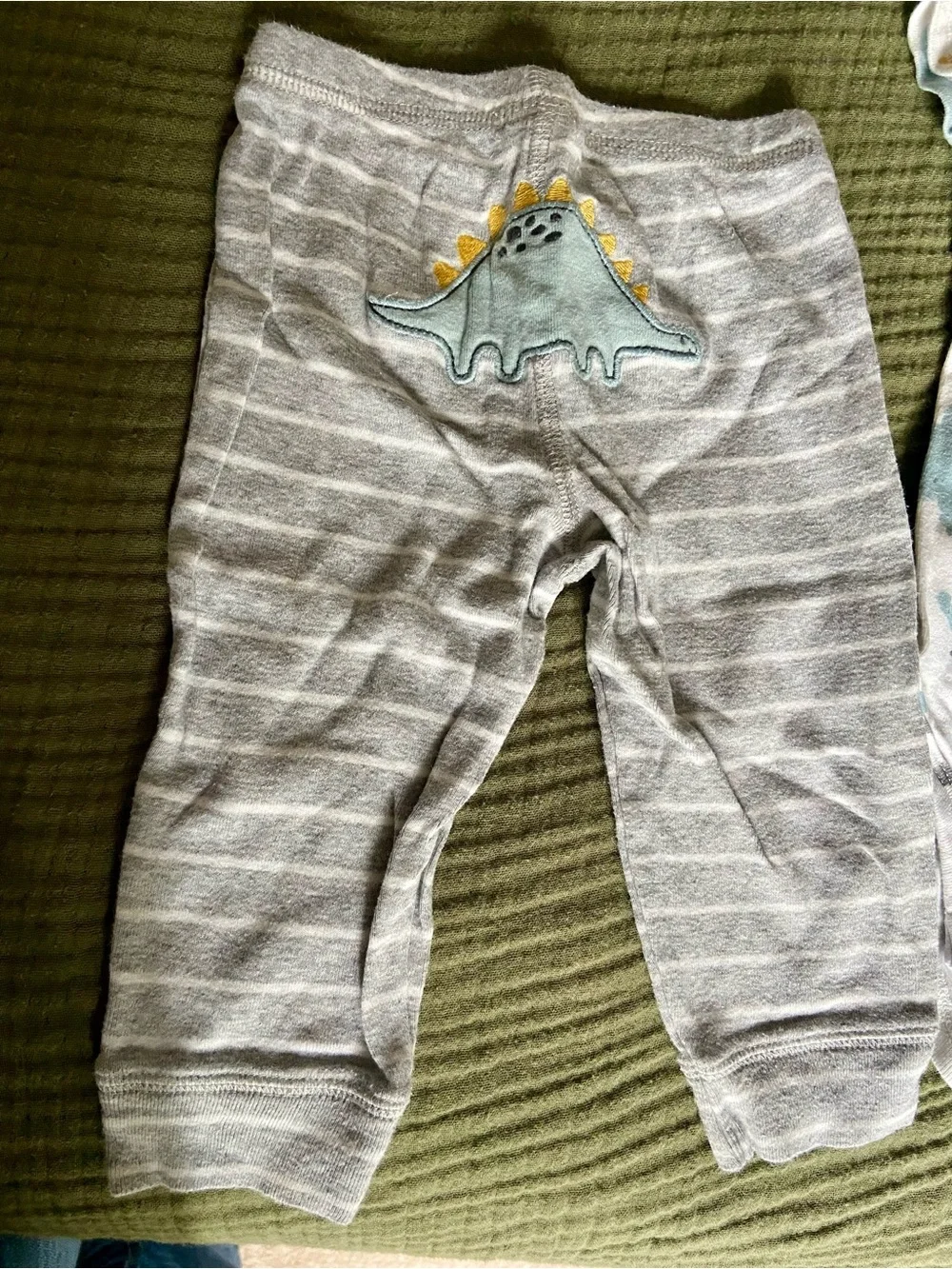 Carter's Light Blue and White Dino Print One-Piece Bodysuits